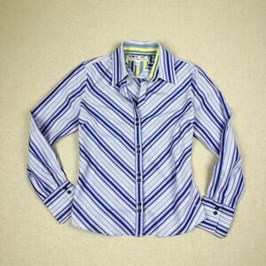 Tommy Hilfiger Stripe Button Up Shirt Y2K Vintage Blue Purple Women’s Large